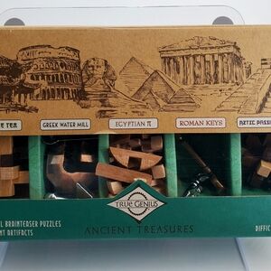 True Genius Ancient Treasures Gift Box 5 wood & metal Brainteasers Puzzle age14+